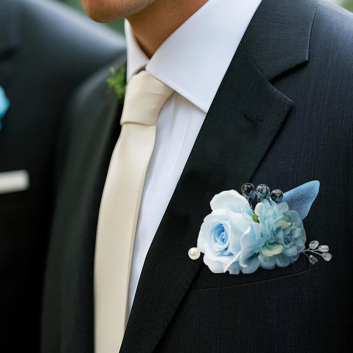 Uflower Boutonnieres in Dusty Blue with Card MG80007-02*6