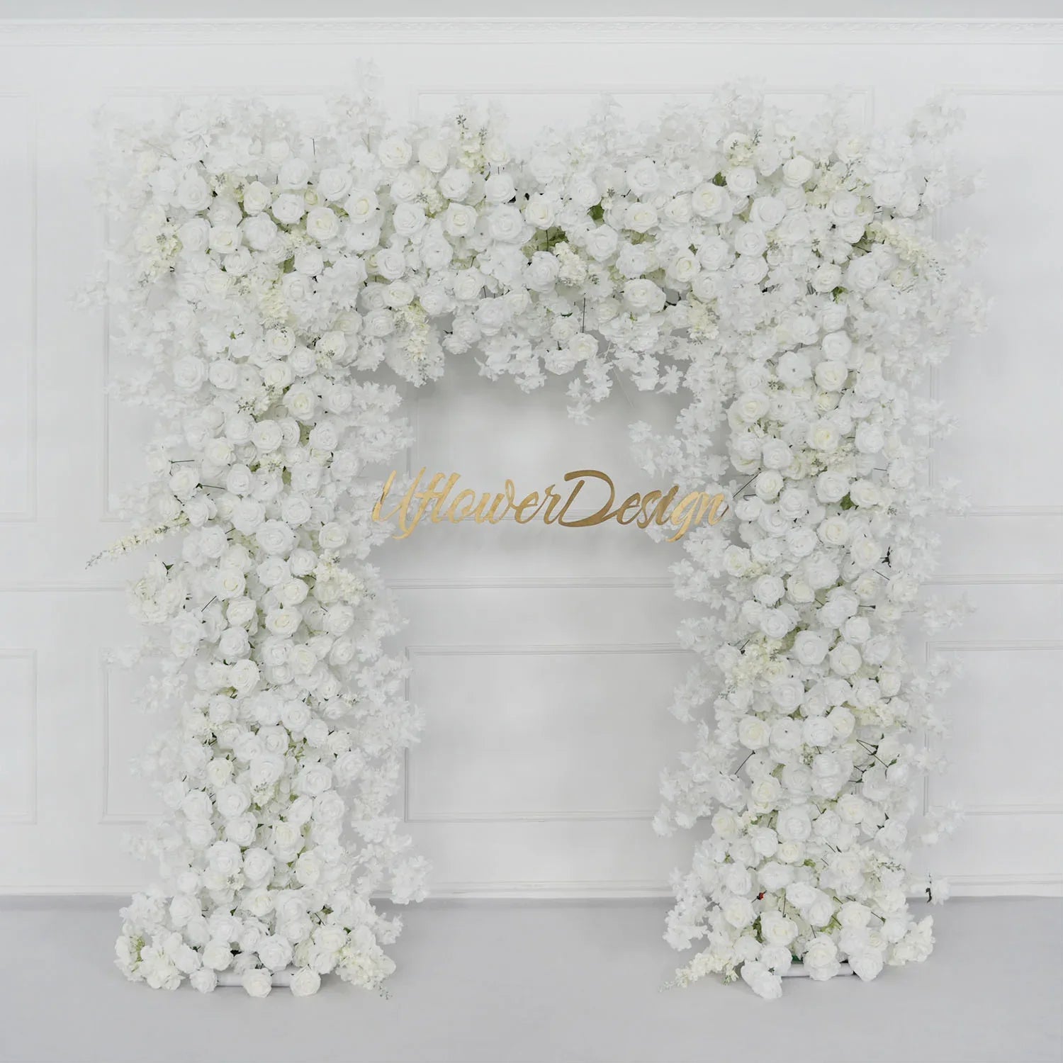 Uflower Artificial White Rose Flower Arrangement Wedding Backdrop Decor Props SET80052-01 - Uflower