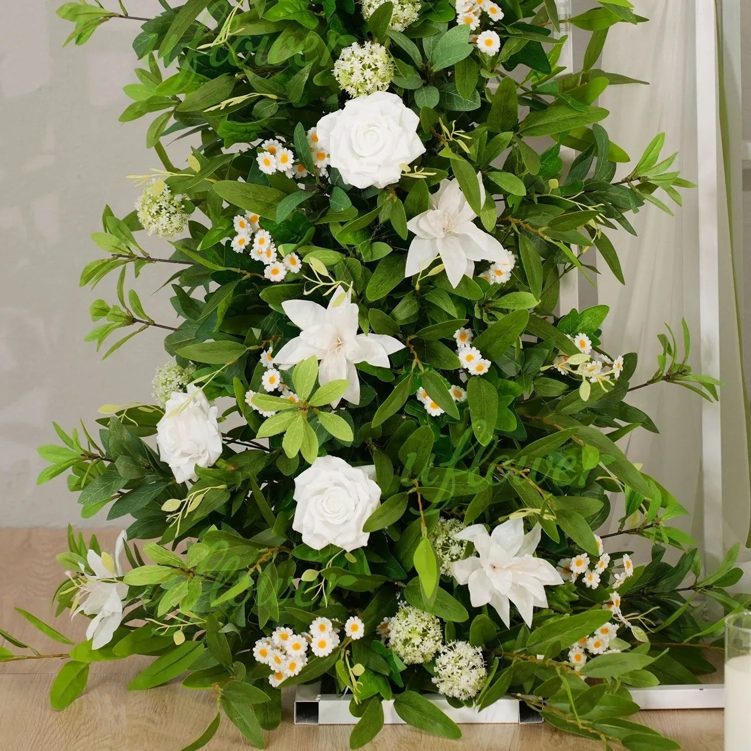 Uflower White Green Floral Arrangement Horn Arch Wedding Backdrop Props	SET80098-01 - Uflower