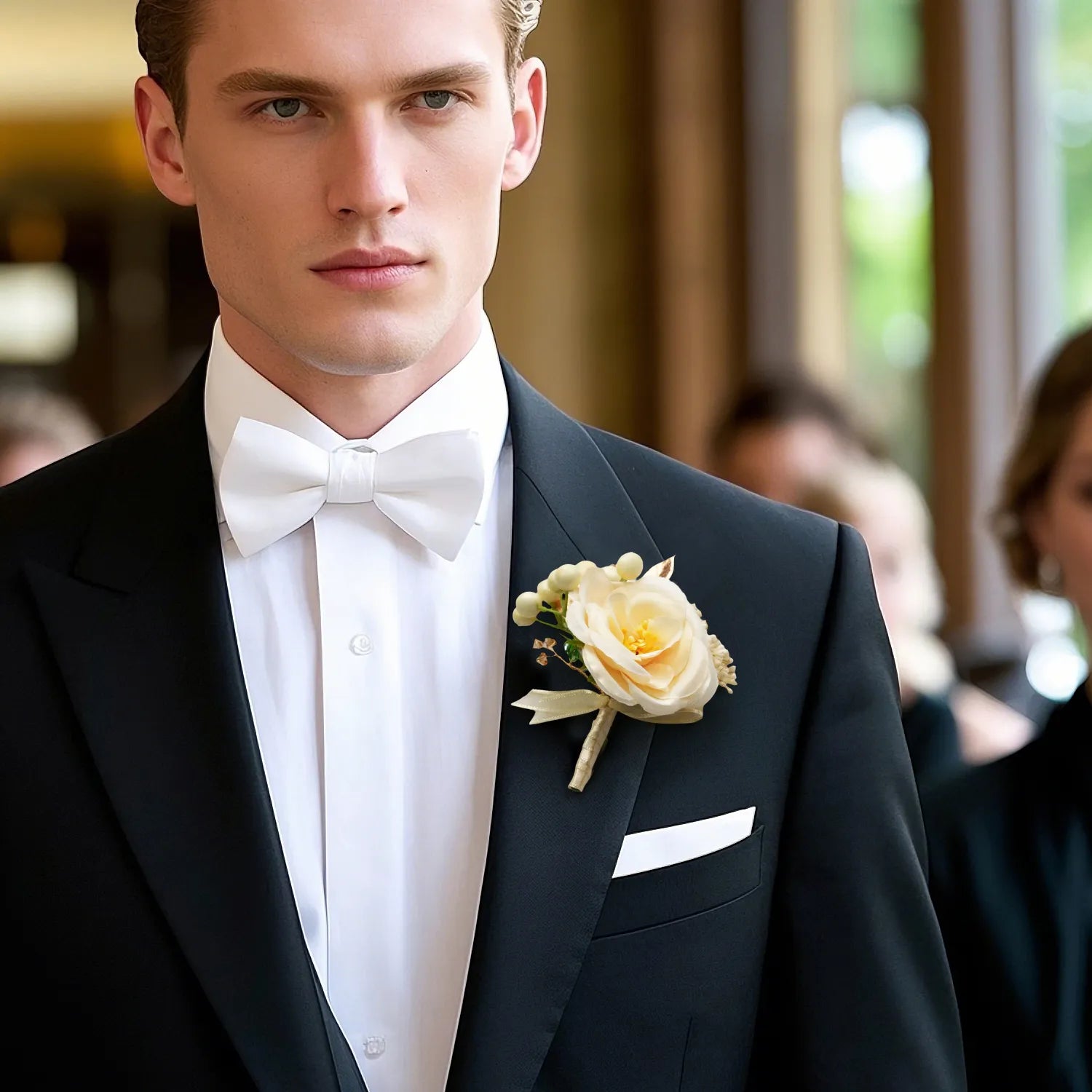 Uflower Boutonnieres in Champagne MG80010-02*6