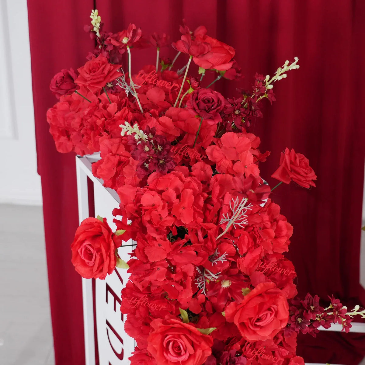 Uflower Artificial Red Rose Flower Row Sofa Table Runner Floor Flower Arrangement MC80126 - Uflower