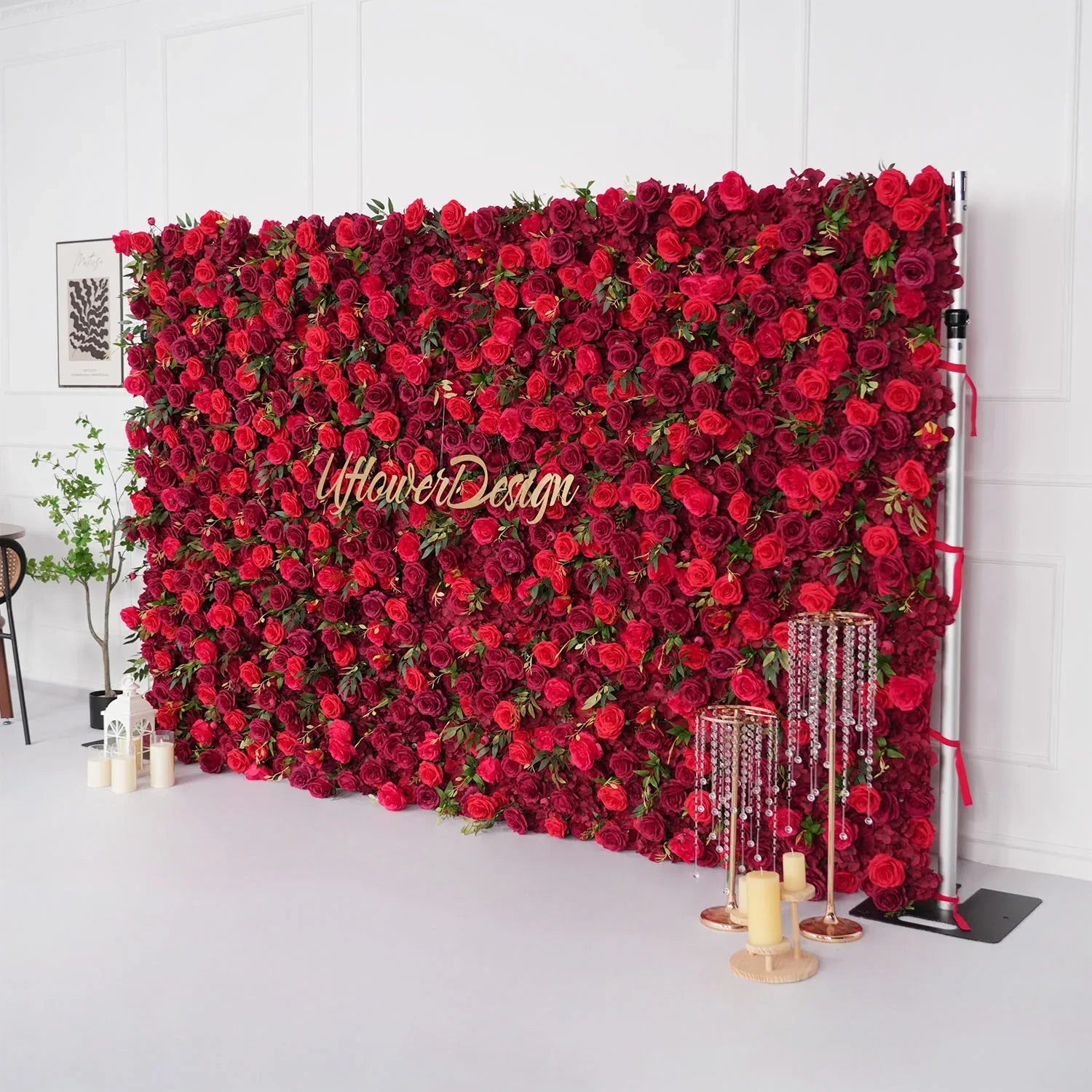 Uflower Artificial Red Rose Wall Wedding Backdrop Decor SET80118 - Uflower