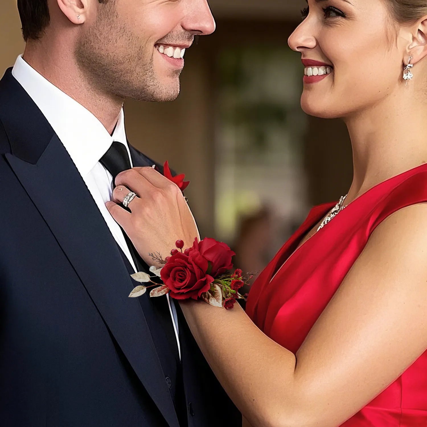 Uflower Wrist Corsages in Red MG80002-04*6