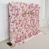 Uflower Artificial Pink Champagne Rose 5D Wedding Flower Wall SET80093 - Uflower