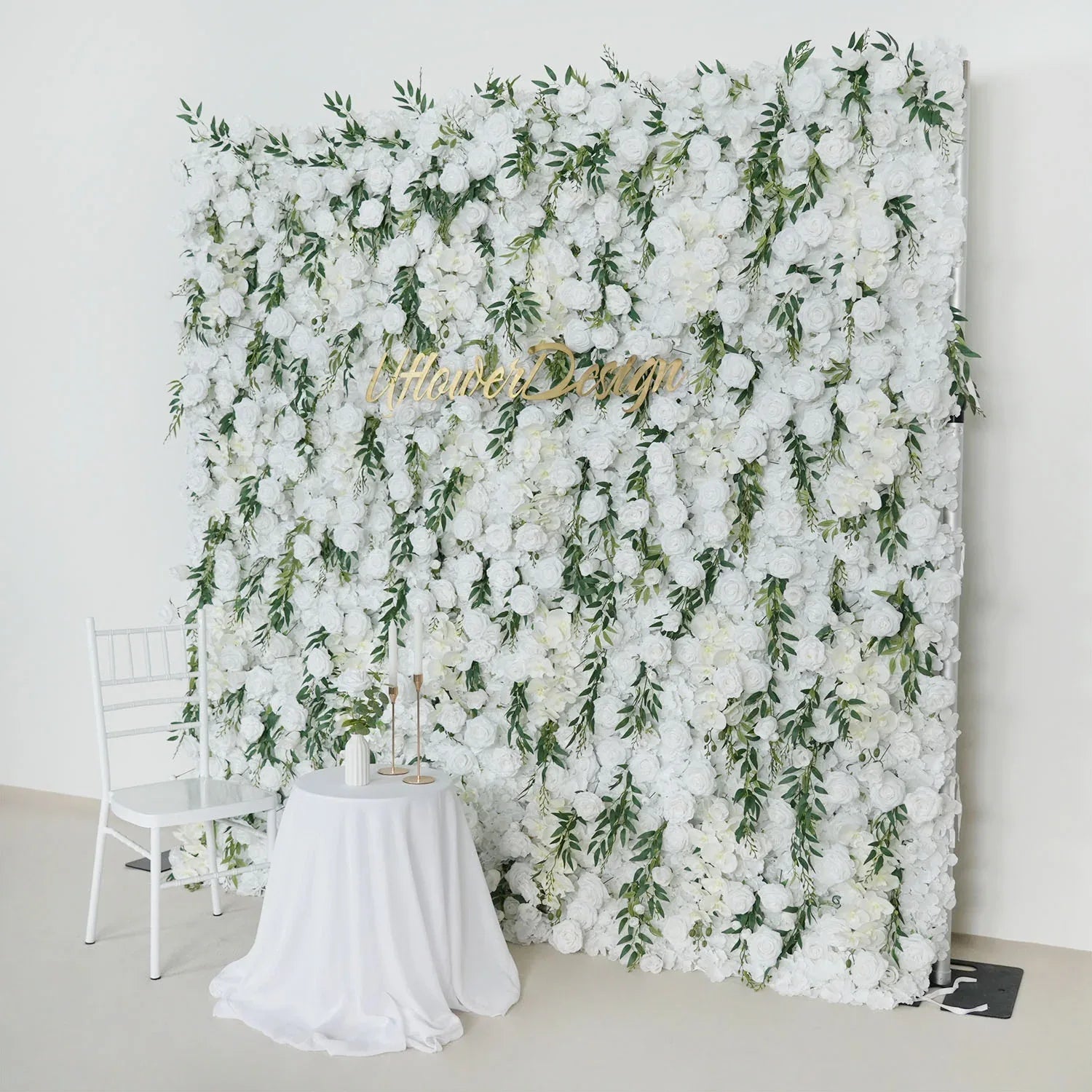 Uflower Artificial White Rose 5D Wedding Flower Wall SET80095 - Uflower