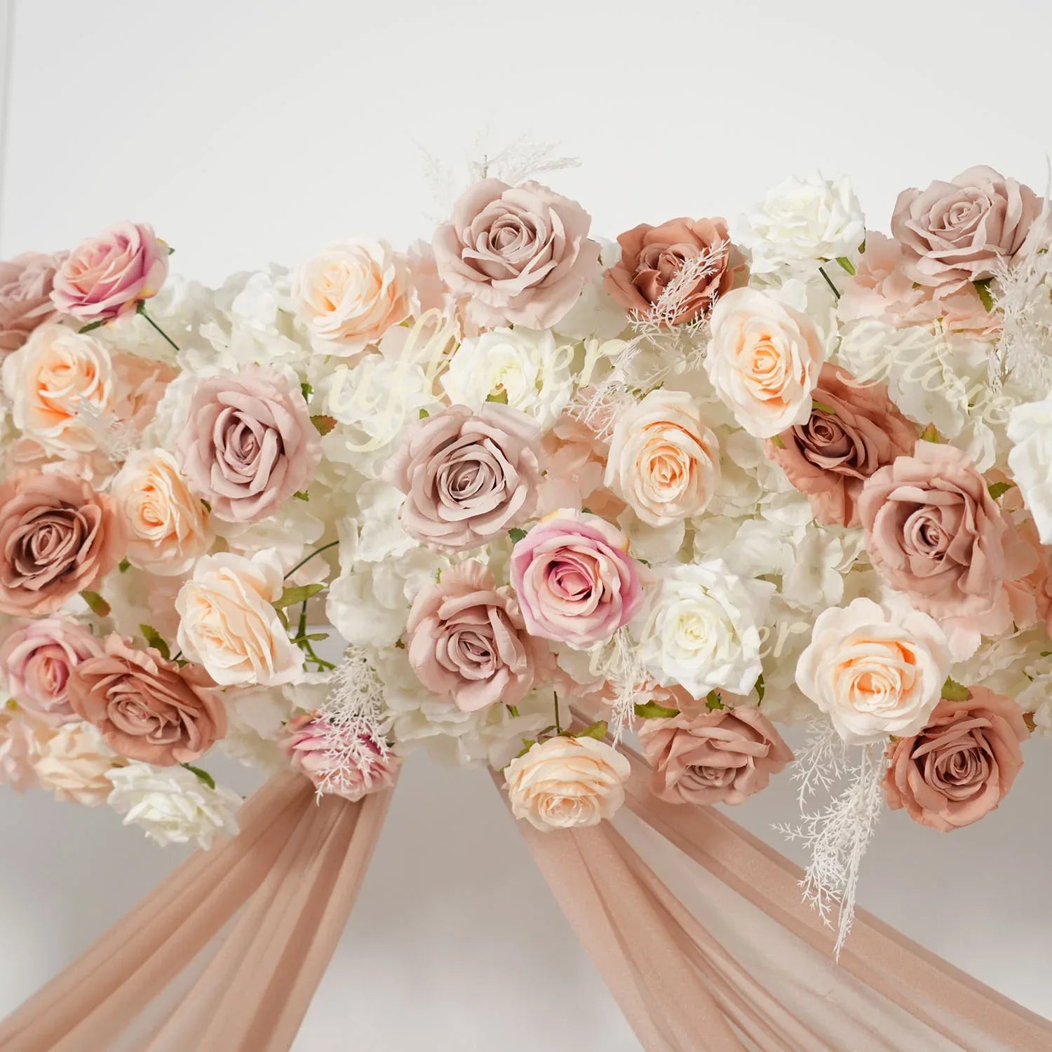 Uflower Champagne Pink Rose Arrangement Wedding Backdrop Floral Props SET80151 - Uflower