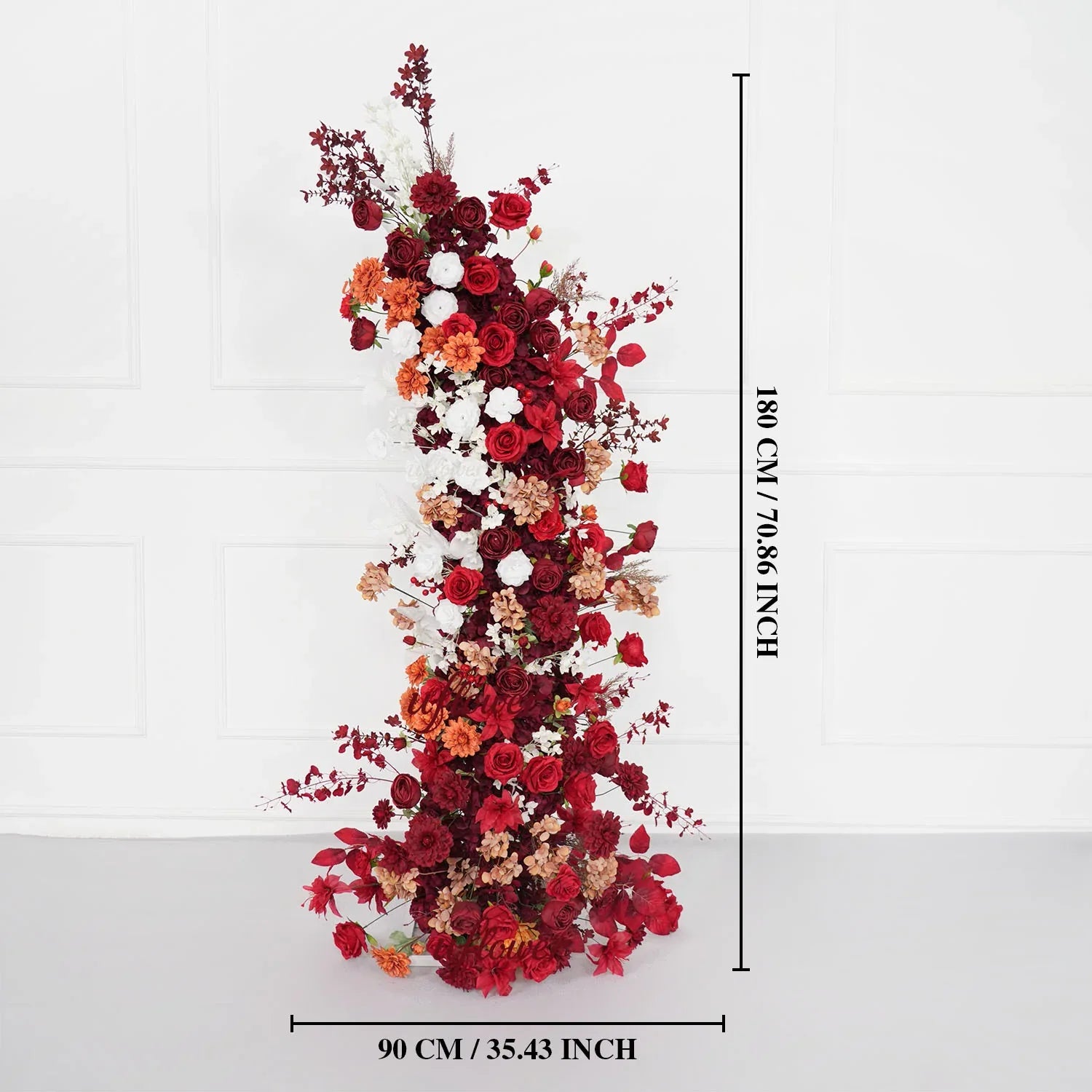 Uflower Autumn Red Rose Floral Horn Arch Wedding Party Backdrop Decor SET80134 - Uflower