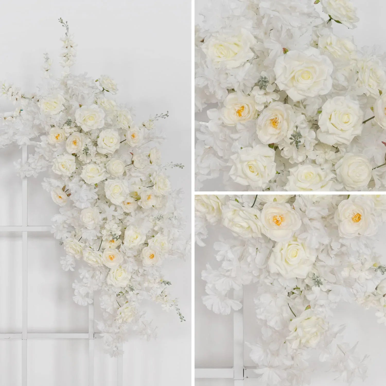 Uflower White Rose Wedding Background Arch KT Board Decoration Flower Arrangement SET80107 - Uflower