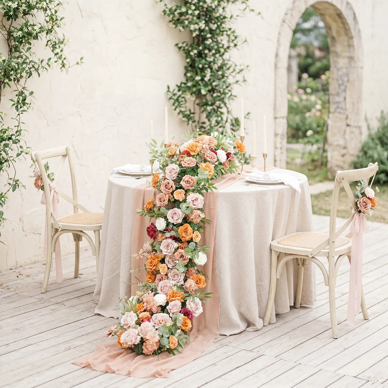 Uflower Mocha Table Runner Sofa Floral Wedding Party Backdrop Decor MC80386-01