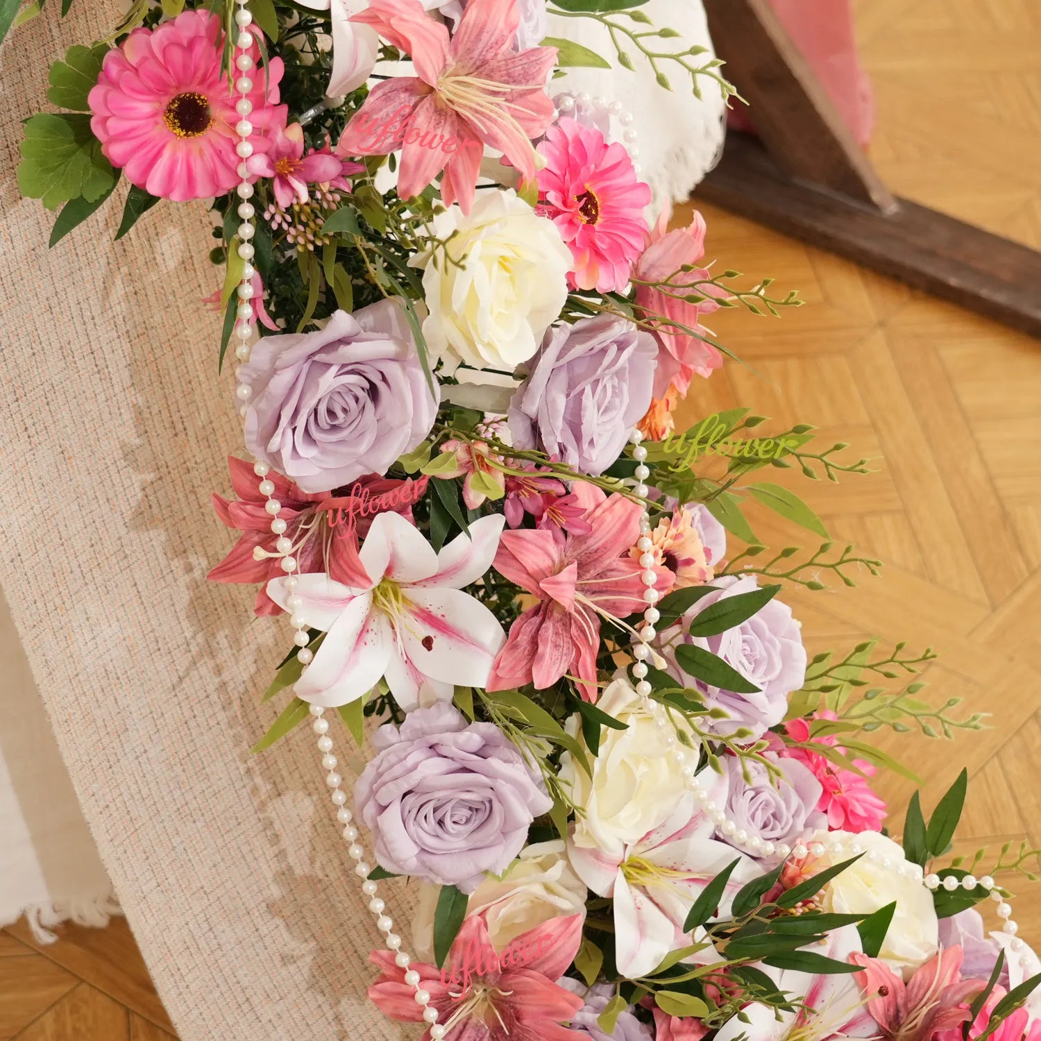 Uflower Artificial  Roses Purple Mixcolor Series Wedding Flower Row Decorate MC80248-01