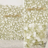 Uflower White Rose Baby's Breath Flower Wall Wedding Party Proposal Decor SET80226