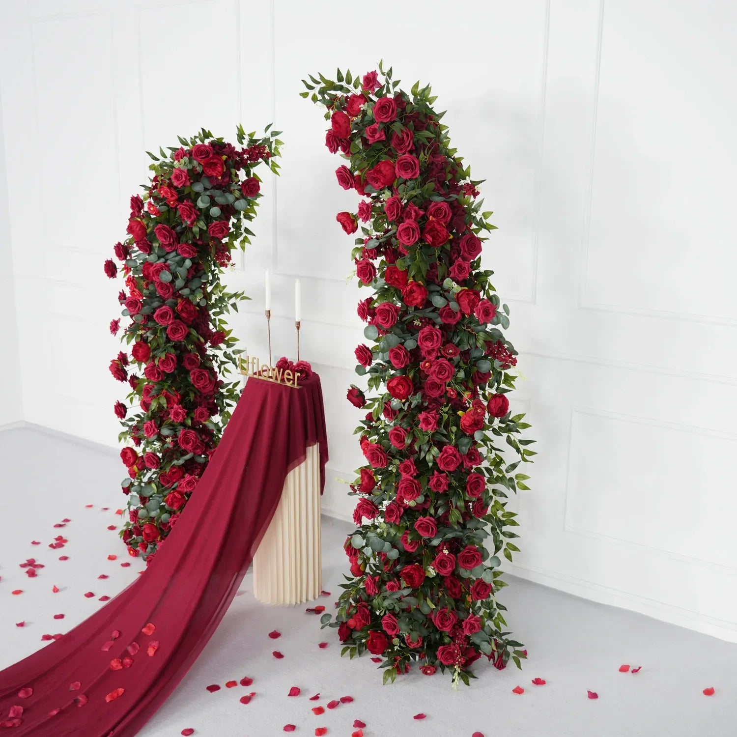 Uflower Red Rose Floral Arch Wedding Backdrop Decor SET80090 - Uflower