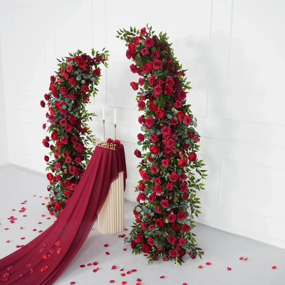 Uflower Red Rose Floral Arch Wedding Backdrop Decor SET80090 - Uflower