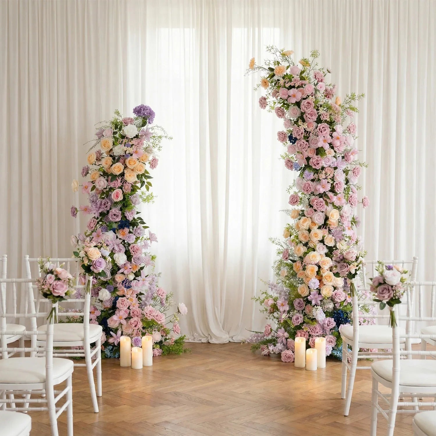Uflower Pink Purple Rose Floral Arch Wedding Backdrop Decor SET80100 - Uflower