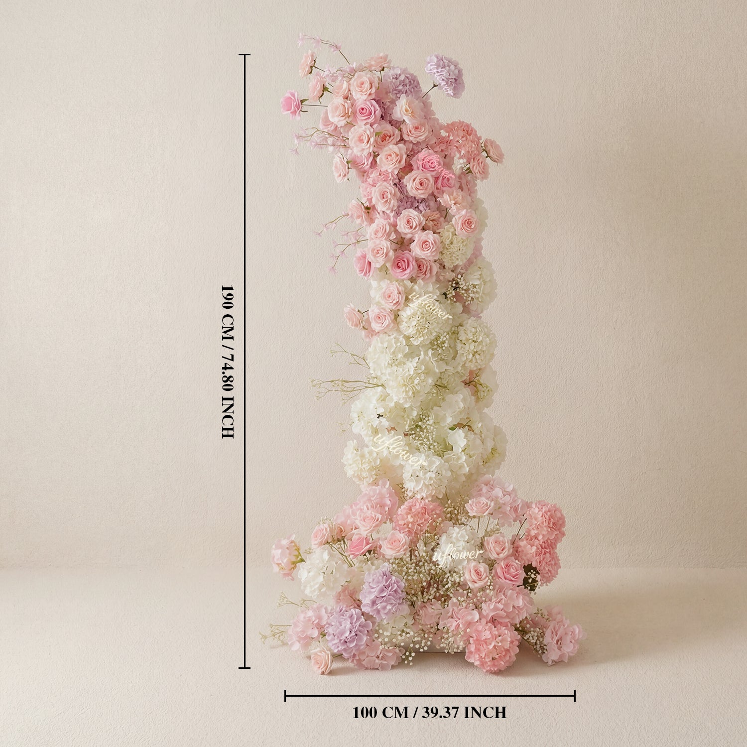 Uflower Pink White Floral Horn Arch Wedding Party Backdrop Decor SET80238