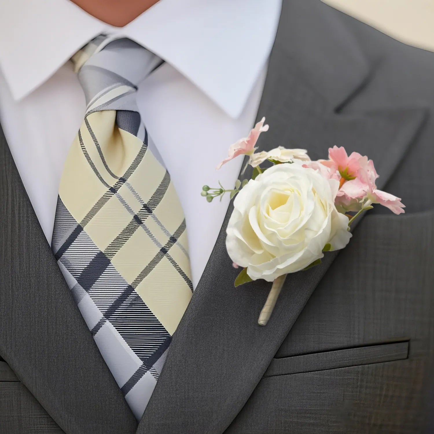 Uflower Boutonnieres in Pink White MG80001-03*6