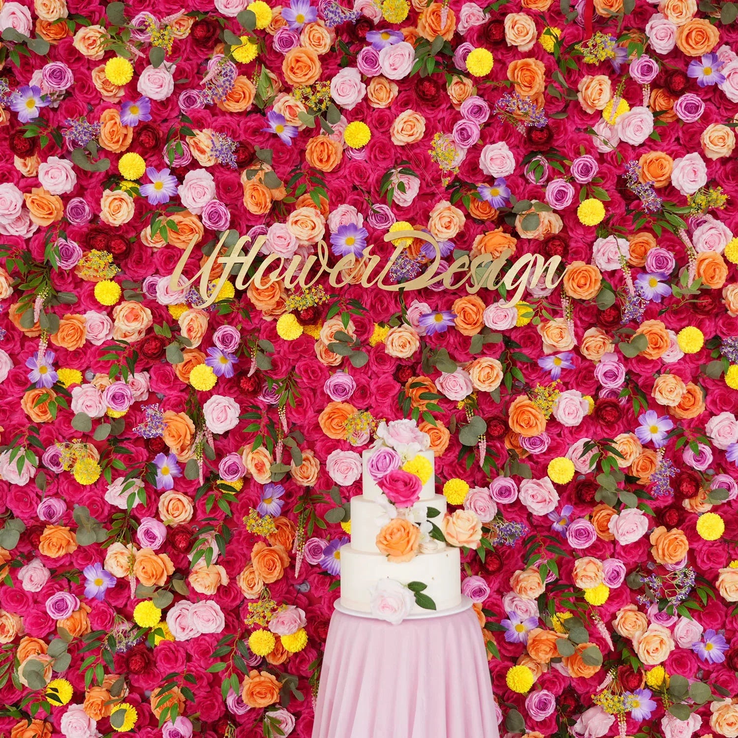 Uflower Artificial Colored Flower Wall Wedding Backdrop Deco Birthday Party SET80025-01 - Uflower