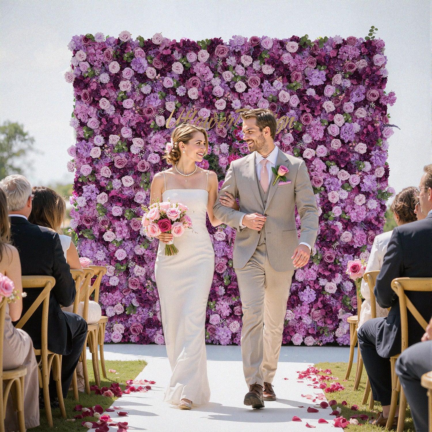 Uflower Artificial Luxury 5D Purple Rose Hydrangea Mixed Flower Wall SET80035 - Uflower