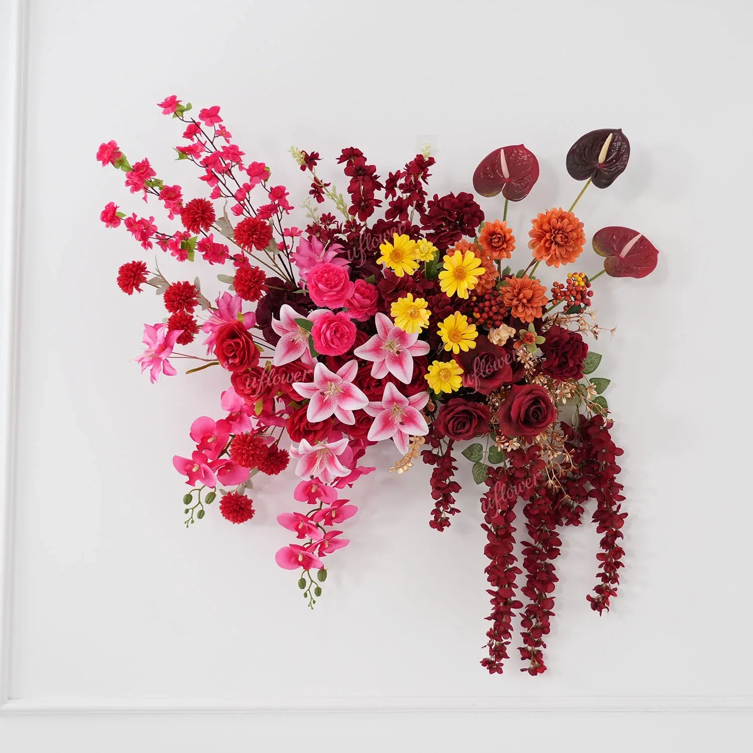 Uflower Red Pink Flower Arrangement Wedding Party Backdrop Floral Props SET80190 - Uflower