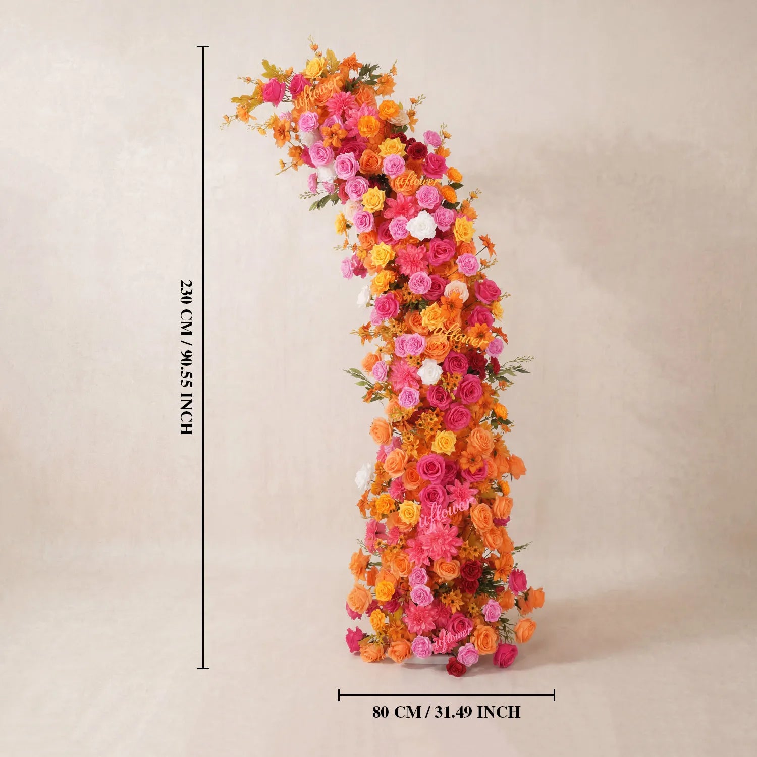 Uflower Orange-Rose Horn Arch Wedding Backdrop Party Event Decor Props SET80235