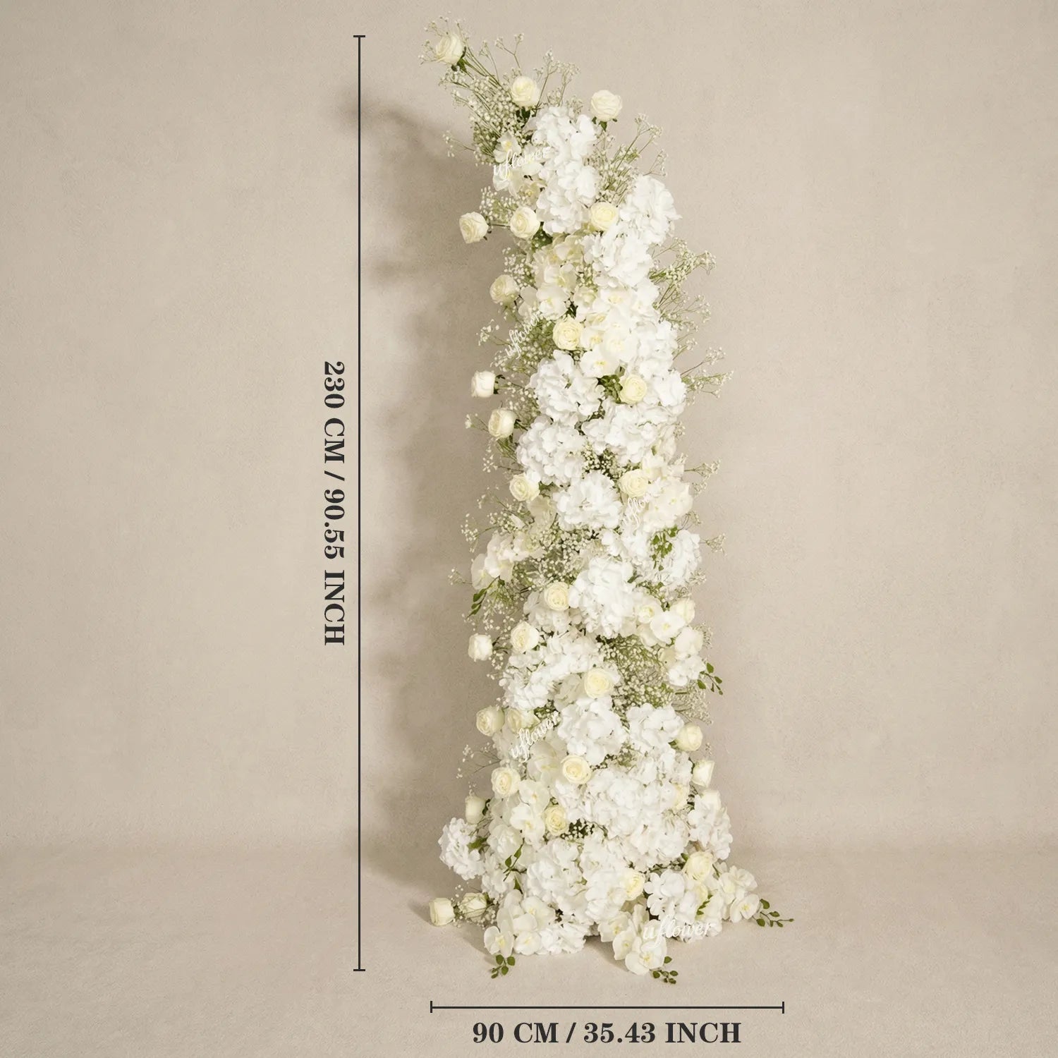 Uflower Baby's Breath White Floral Horn Arch Wedding Party Backdrop Decor SET80231