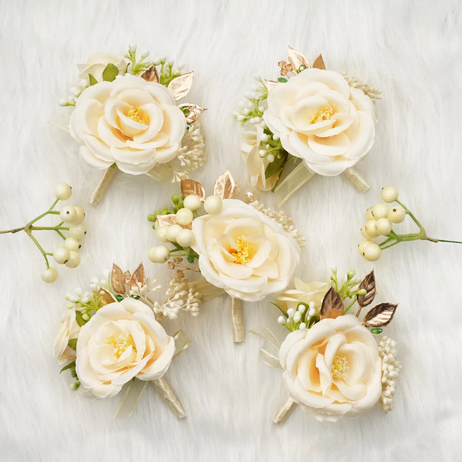Uflower Boutonnieres in Champagne MG80010-03*6