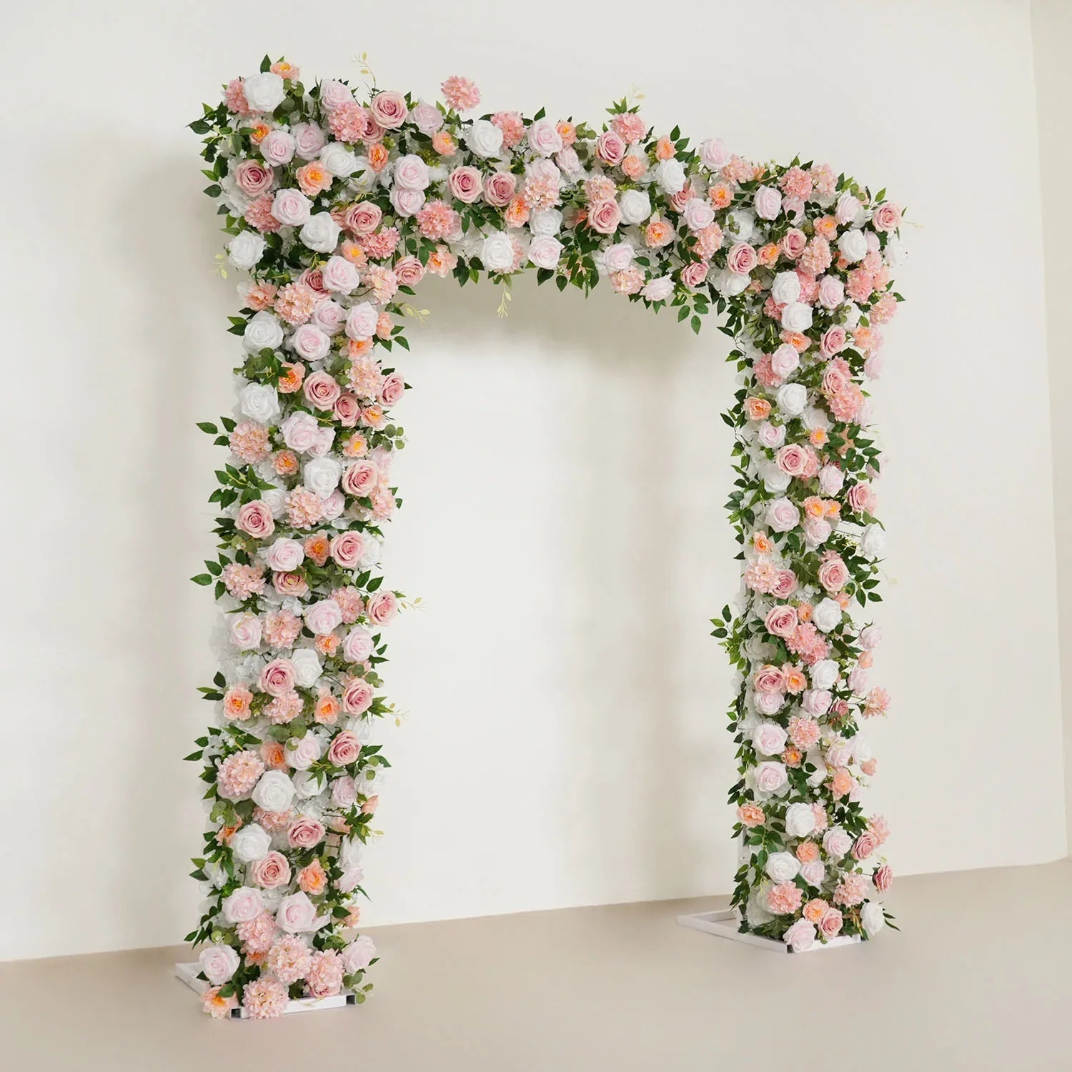 Uflower Pink White Rose Floral Square Arch Wedding Party Backdrop Decoration SET80117-01 - Uflower
