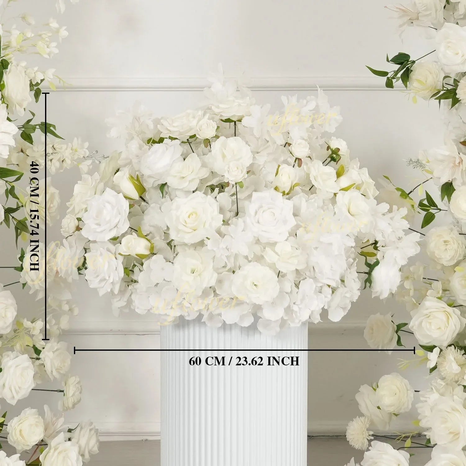 Uflower White Dahlia Floral Horn Arch Wedding Party Backdrop Decor SET80165-01 - Uflower