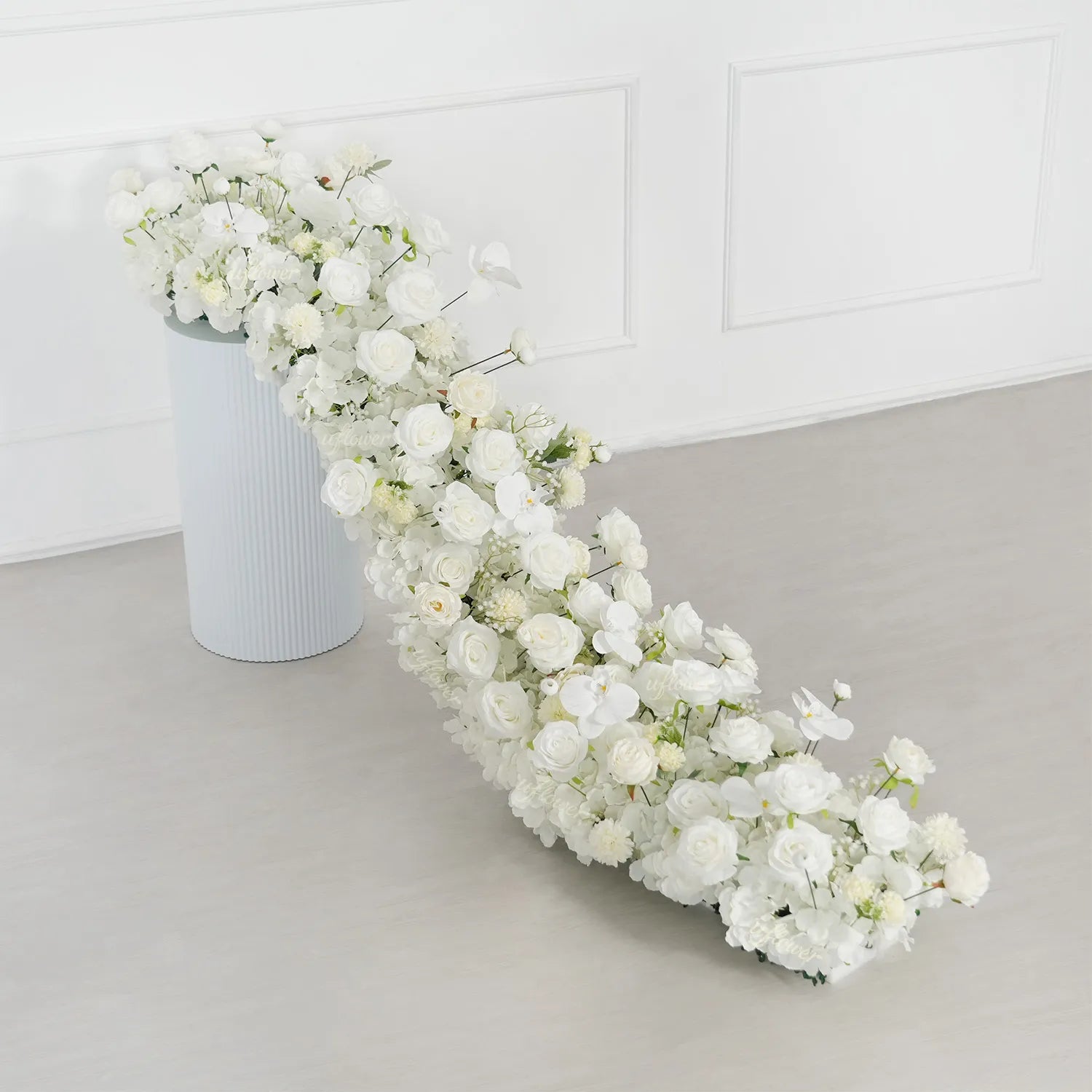 Uflower White Rose Floral Row Decor Wedding Backdrop Door Arch SET80218