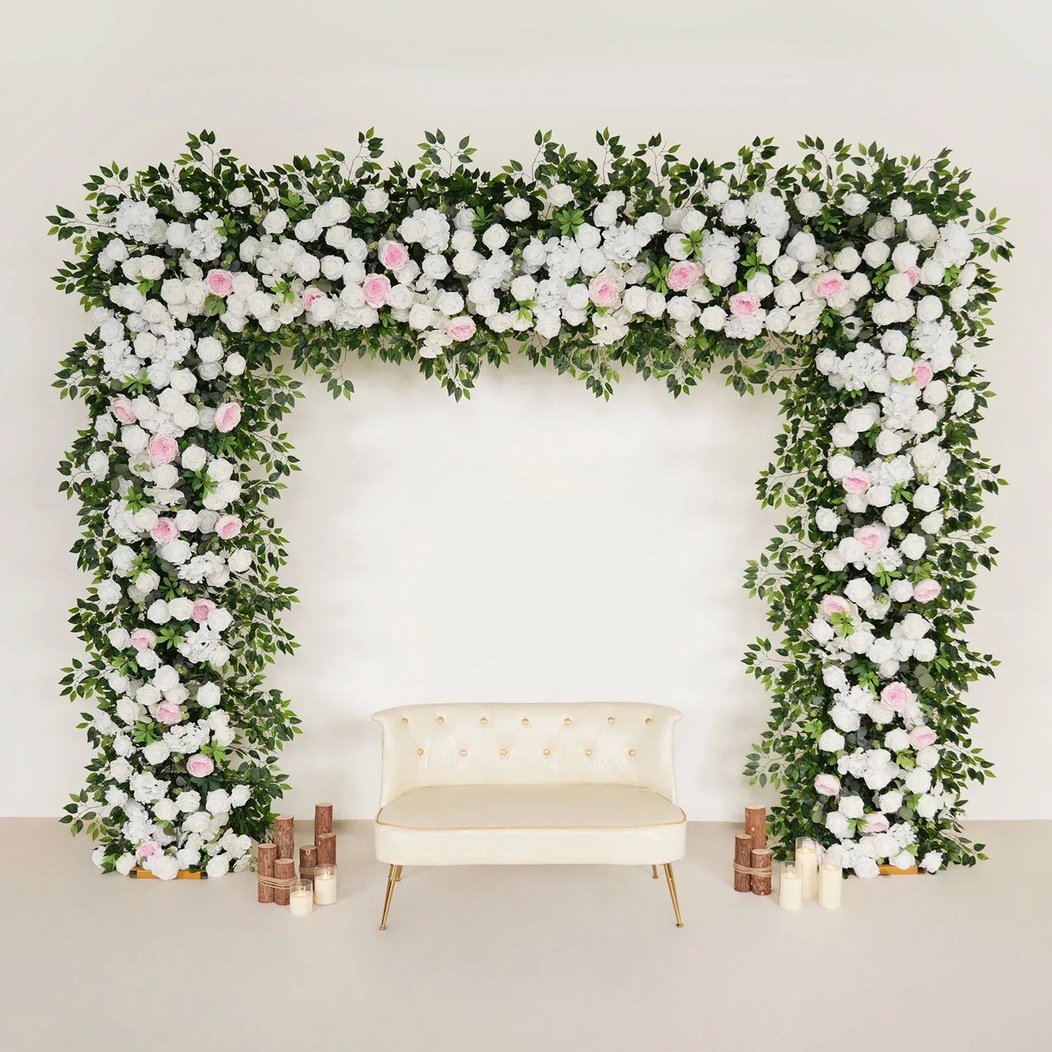 Uflower White Rose Wedding Background Flower Arrangement Arch Decoration SET80002-01 - Uflower