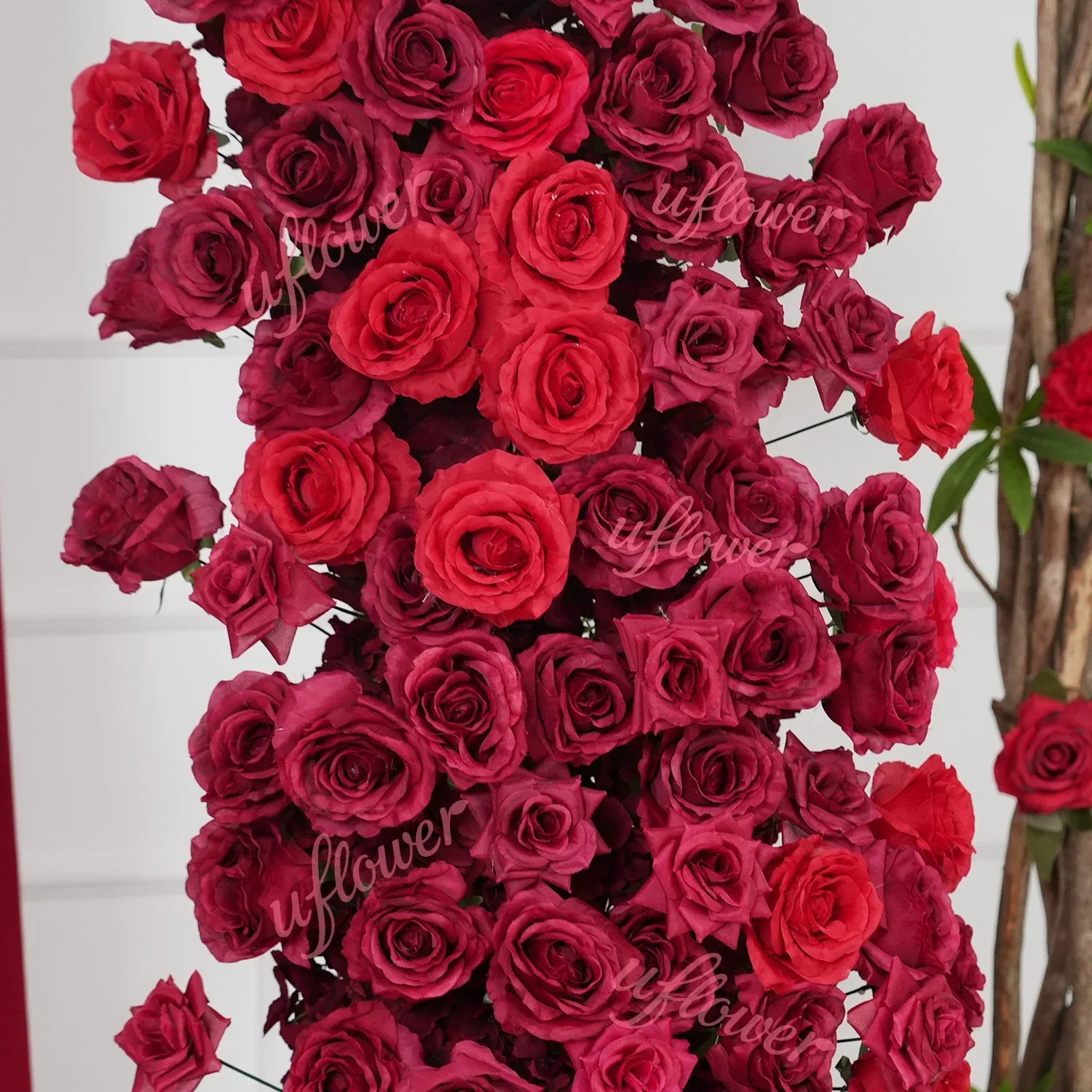 Uflower Red Rose Floral Horn Arch Wedding Party Backdrop Decor SET80204 - Uflower