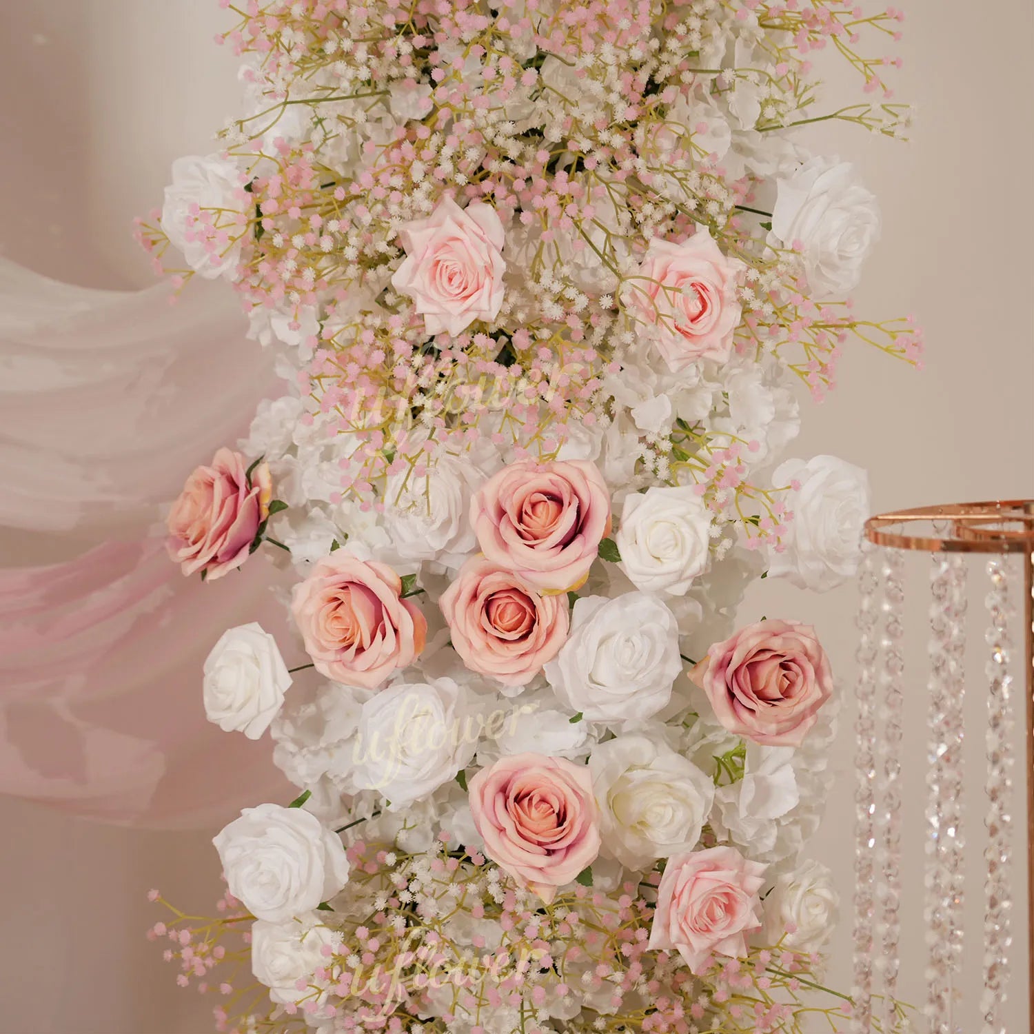 Uflower Baby Breath Pink Sofa Table Runner Floor Flower Arrangement MC80209-01