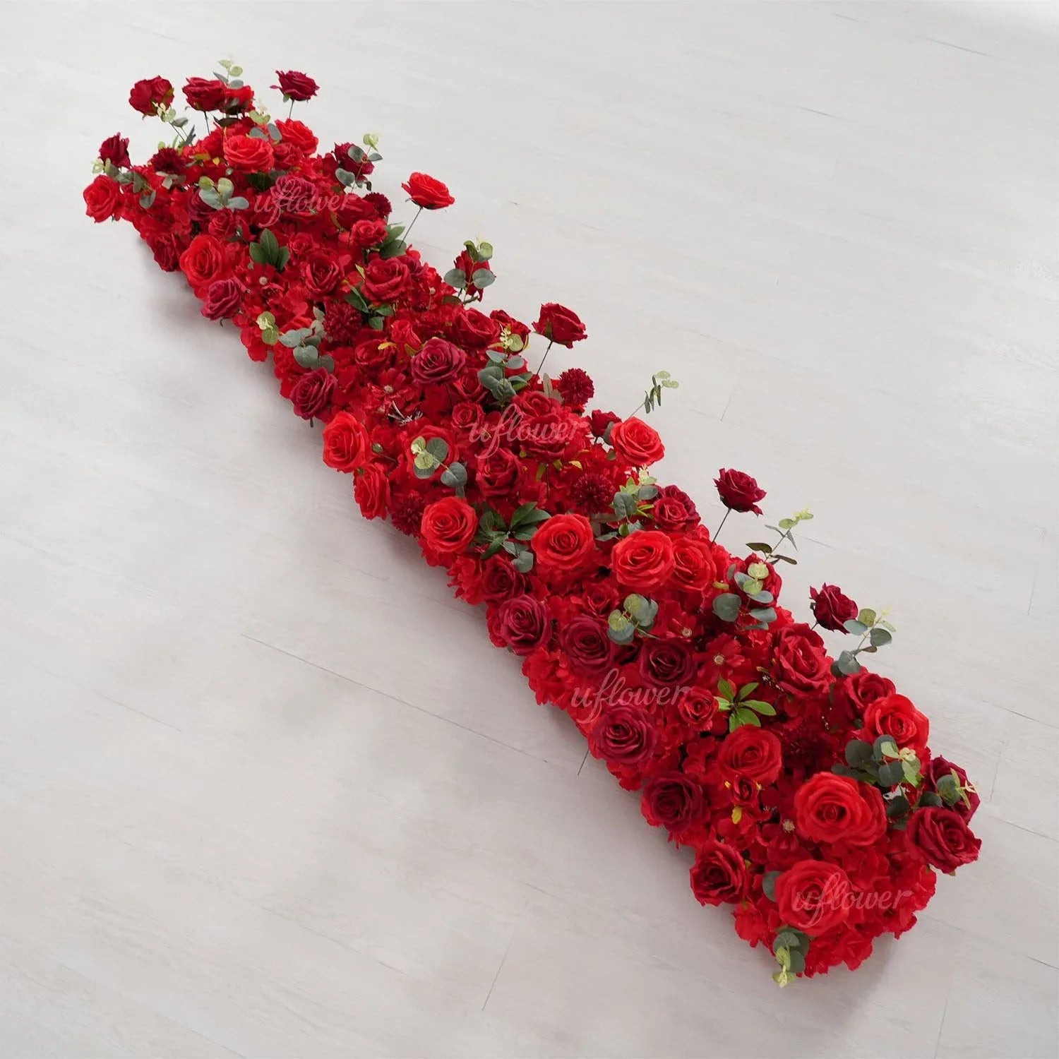 Uflower Red Rose Greenery Floral Door Arch Wedding Party Backdrop Decoration SET80174 - Uflower