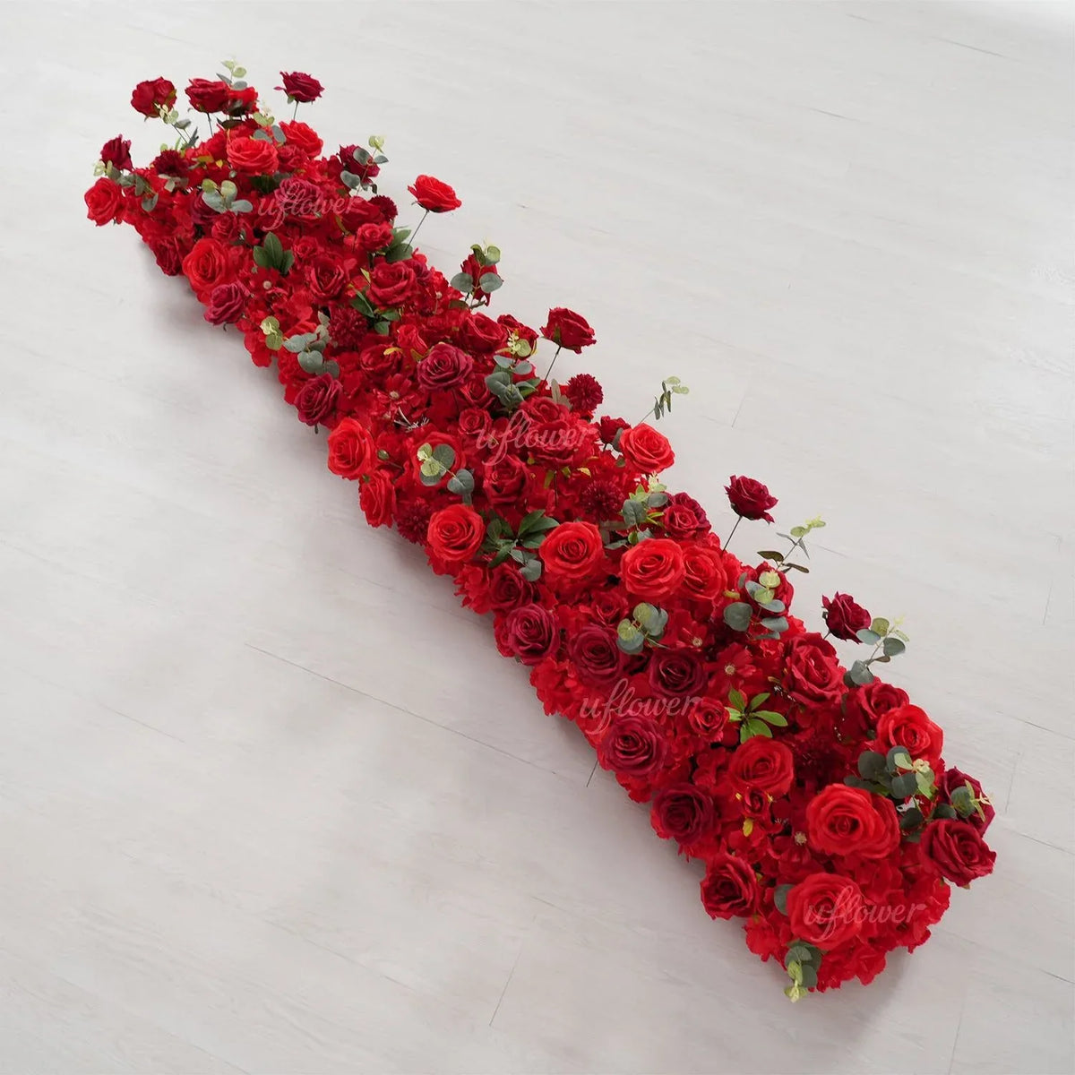 Uflower Red Rose Greenery Floral Door Arch Wedding Party Backdrop Decoration SET80174 - Uflower
