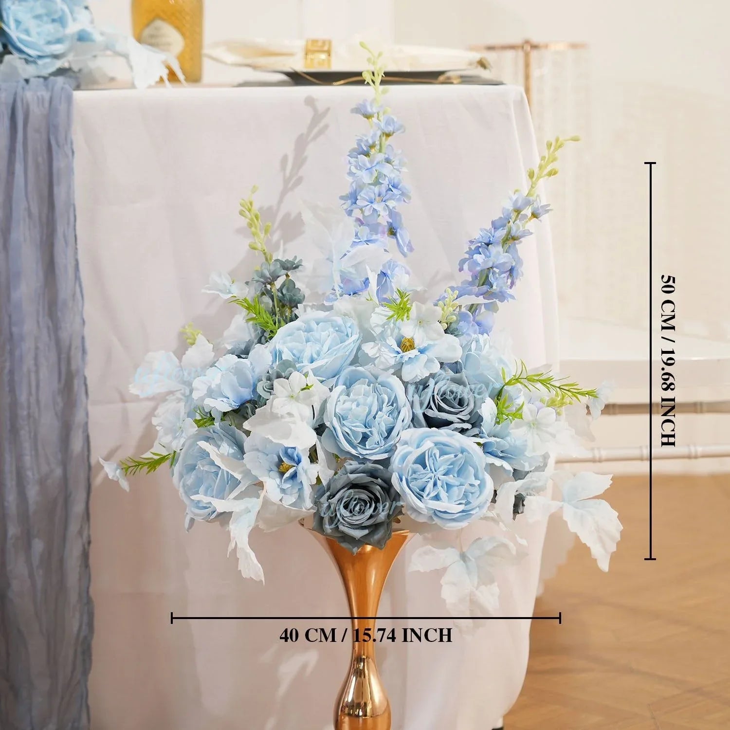 Uflower Smog-Blue Flower Row Decor KT Board Wedding Arrangement Props SET80178 - Uflower