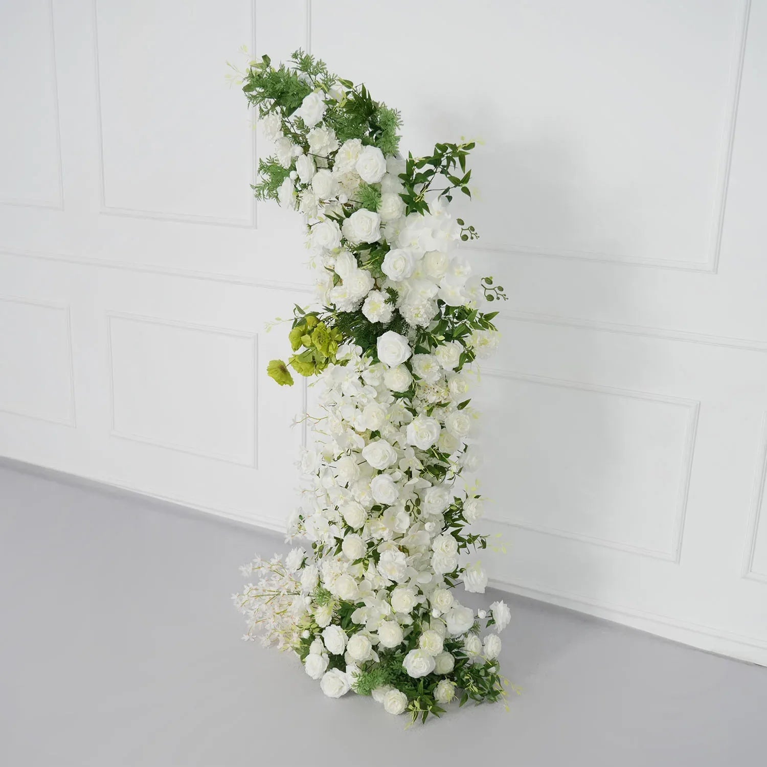 Uflower White Rose Green Leaf Floral Horn Arch Wedding Party Backdrop Decor MC80160-01 - Uflower