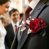 Uflower Boutonnieres in Red With Card MG80002-02 - Uflower