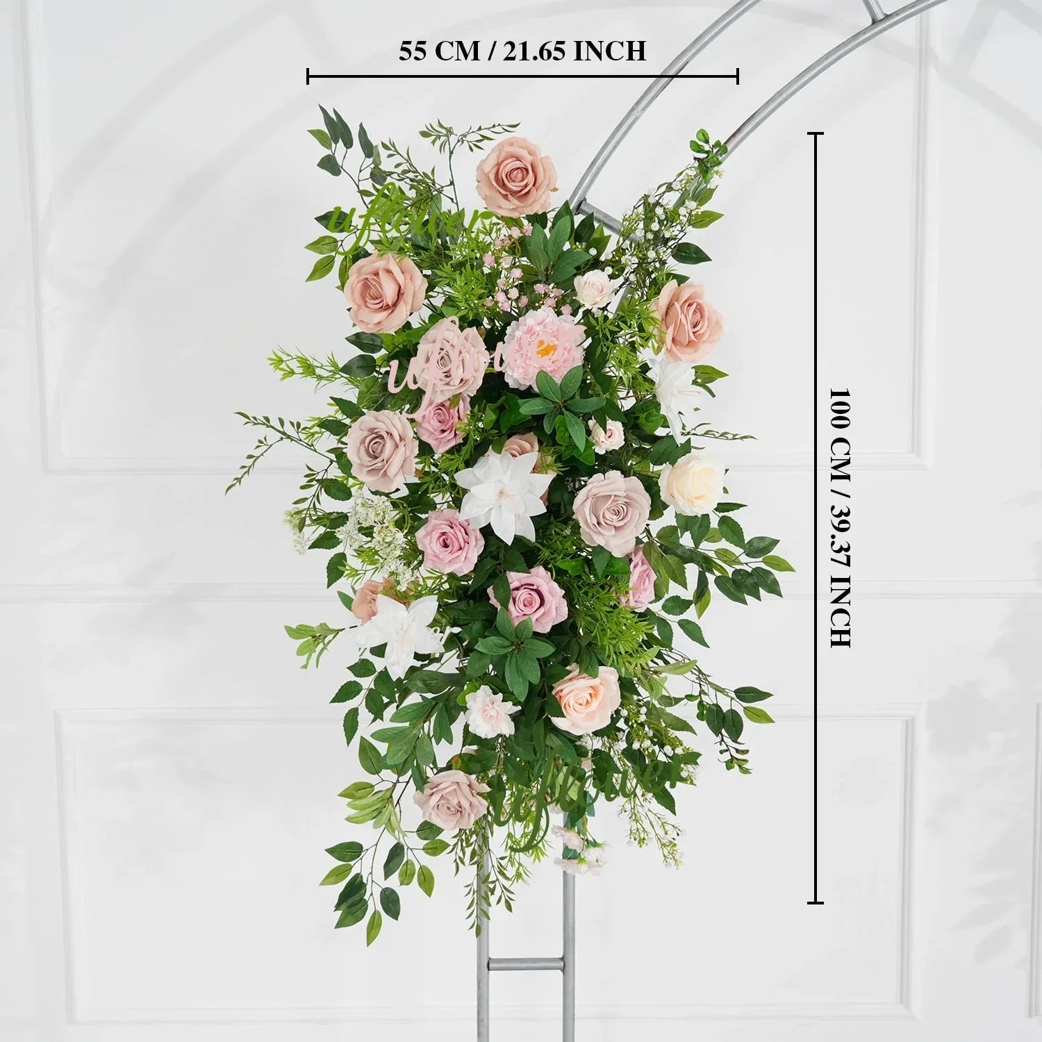 Uflower Pink Rose Green Leaf Hang Flower Floor Floral Wedding Party Event Props SET80148 - Uflower