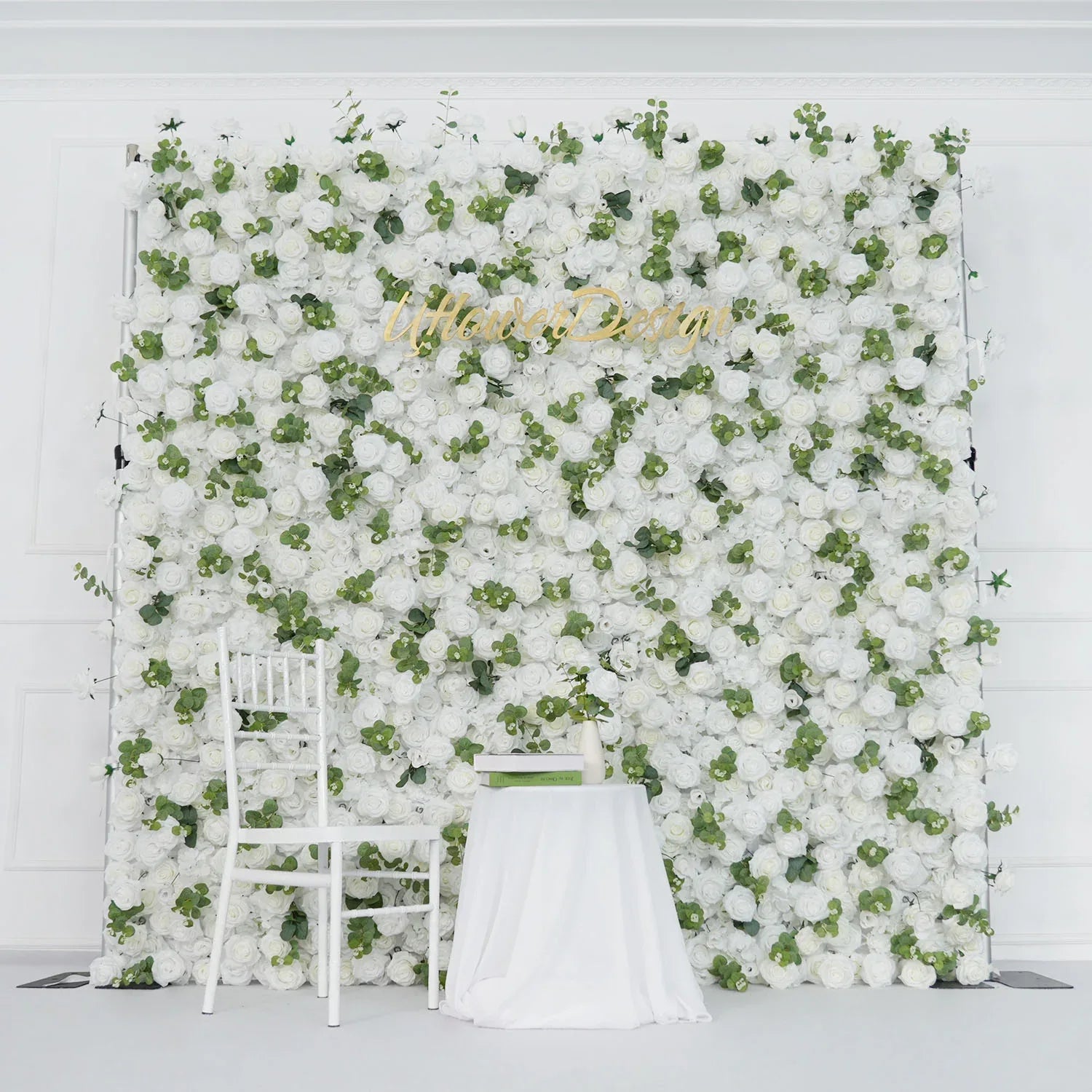 Uflower Artificial White Rose Wall Wedding Backdrop Decor SET80089 - Uflower