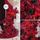 Uflower Red Roses Backdrop Wall Flower Row Wedding Decor MC80210-02