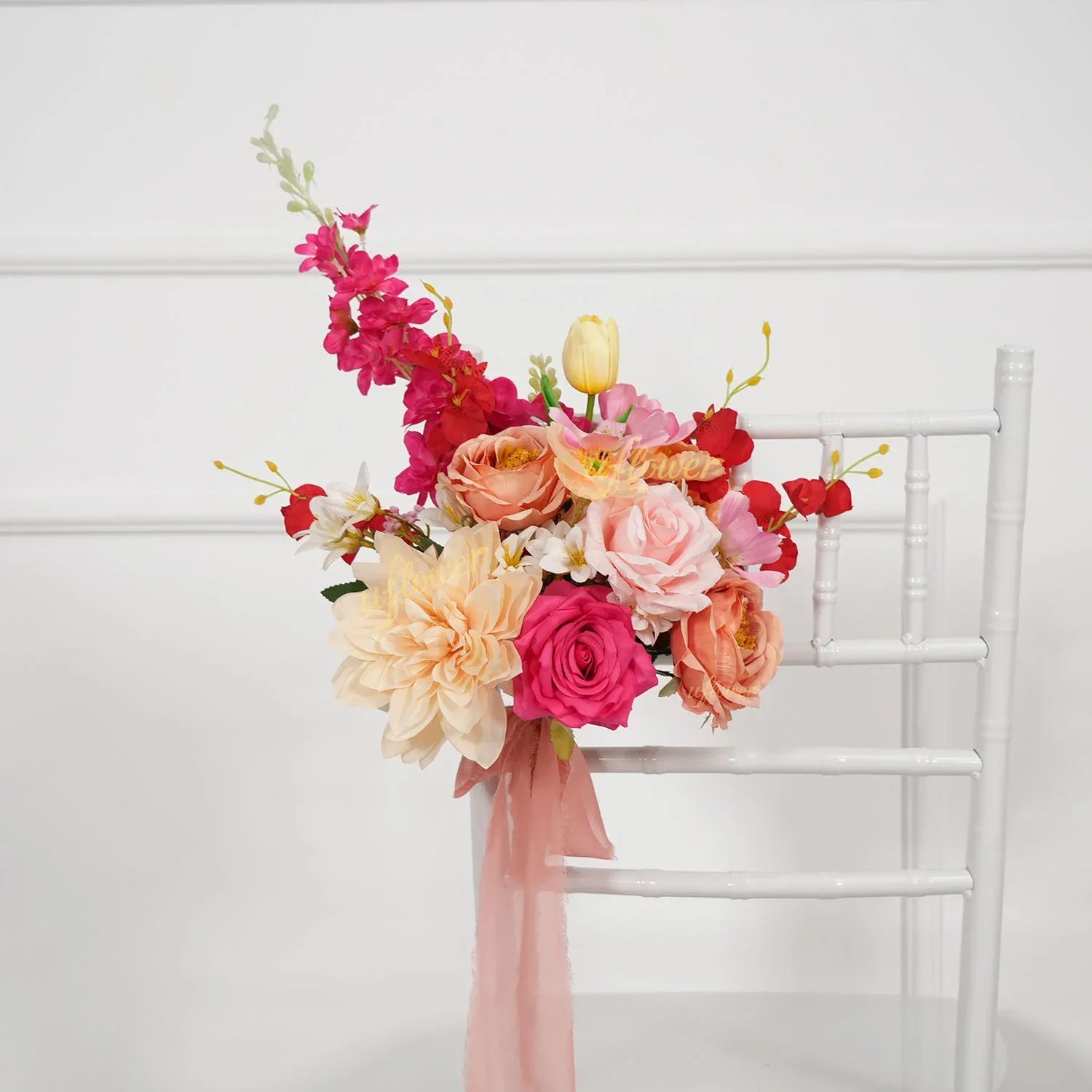 Uflower Champagne Pink Flower Arrangement Wedding Party Backdrop Floral Props SET80176-01 - Uflower