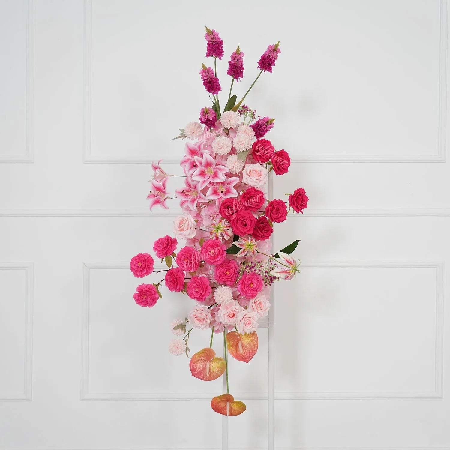 Uflower Rose Pink Floral Arrangement Wedding Backdrop Floral Props SET80193 - Uflower