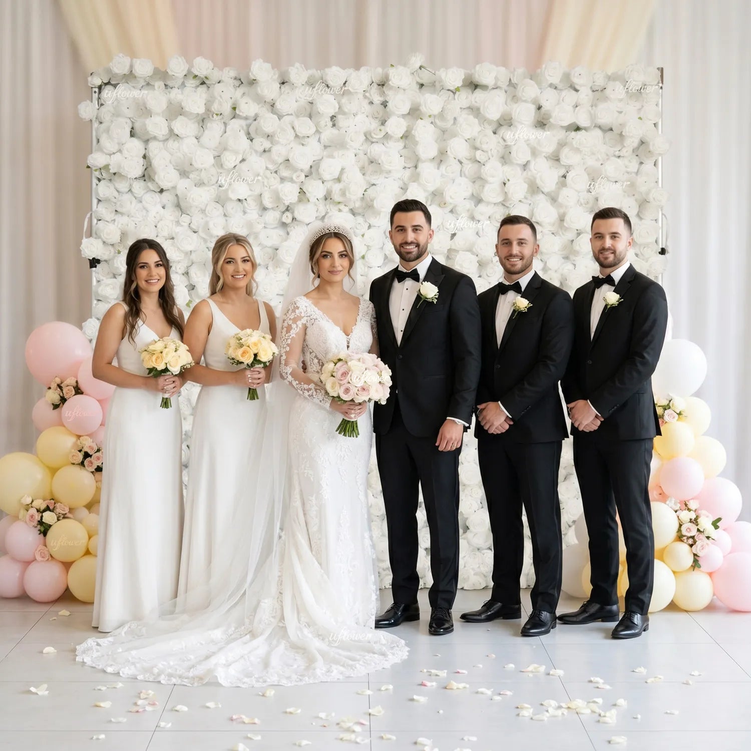 Uflower White Flower Wall Wedding Party Decoration & Event Backdrop SET80253-01