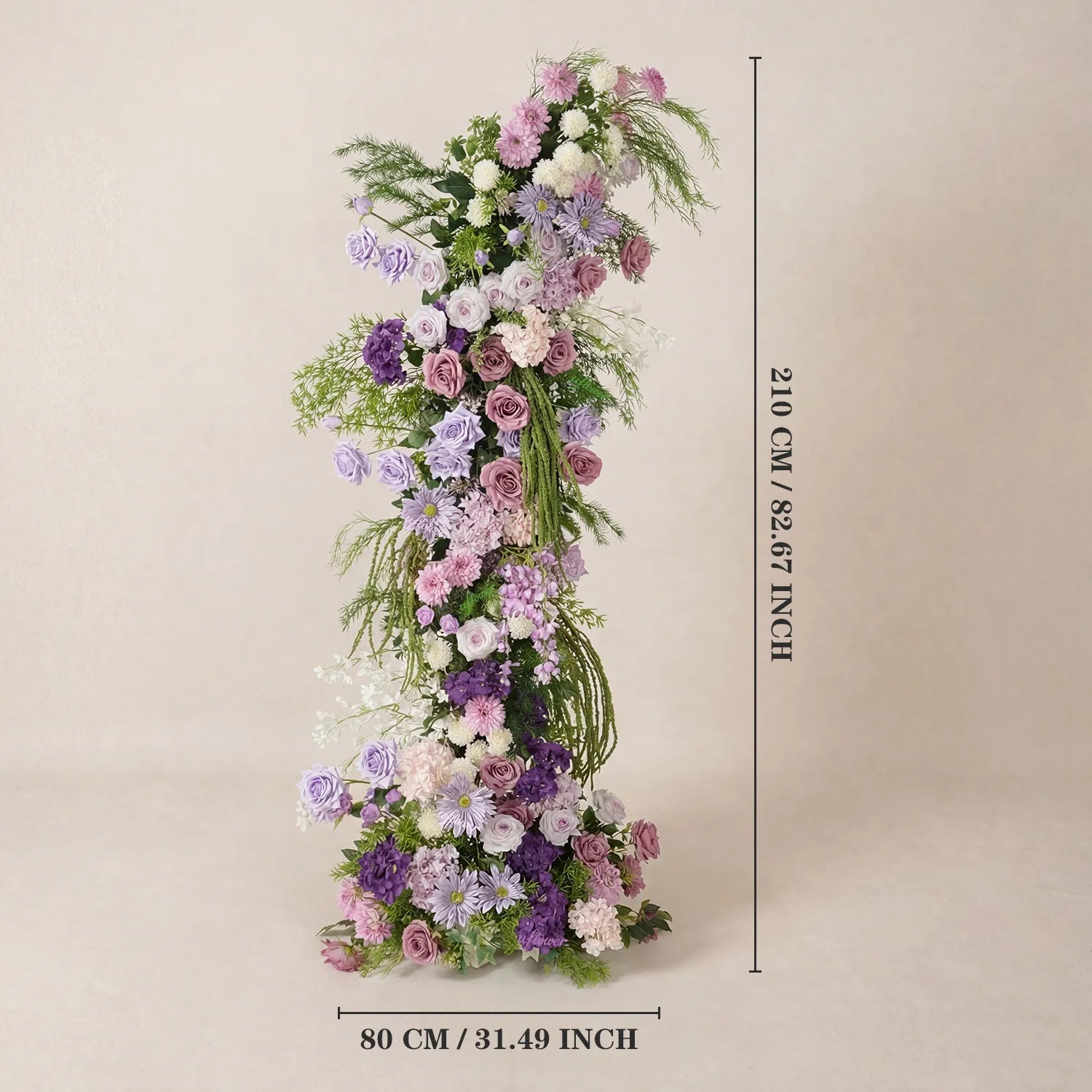 Uflower Purple Floral Greenery Arrangement Horn Arch Wedding Backdrop Props SET80227