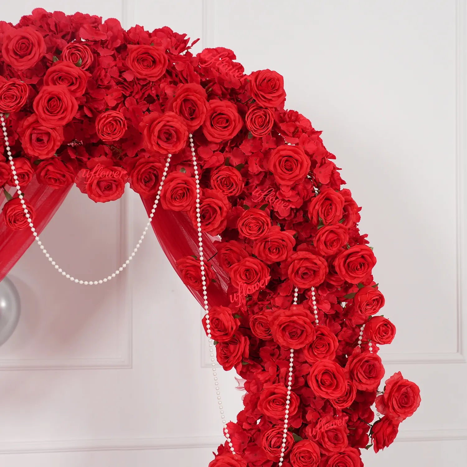 Uflower Red Rose Wedding Arch Heart Arch Decor SET80237