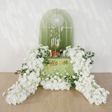 Uflower White Rose Table Runner Sofa Floral Wedding Backdrop Decor SET80120 - Uflower