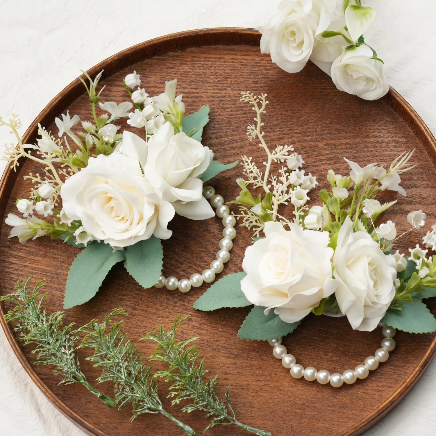 Uflower Wrist Corsages in Ivory MG80012-04*6