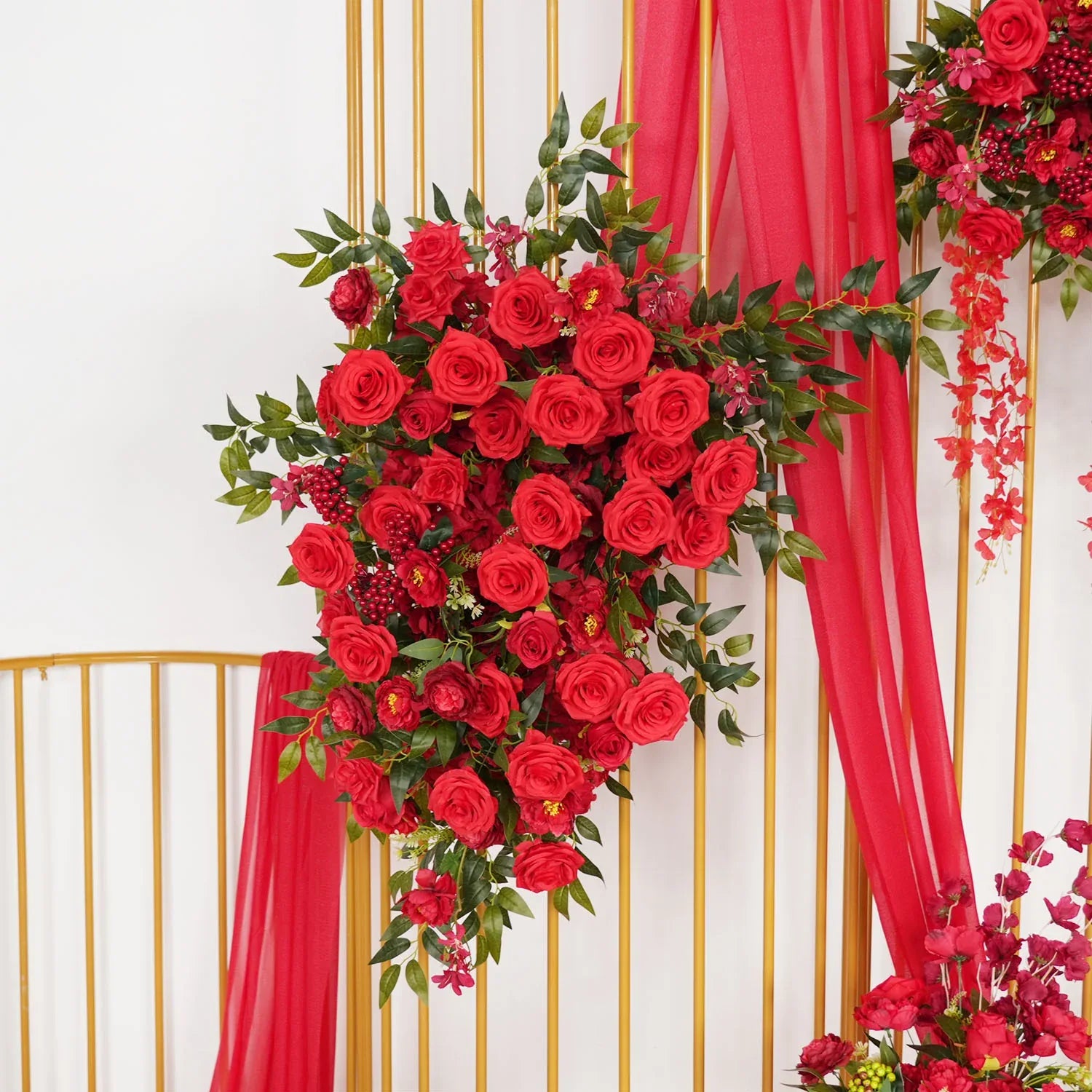 Uflower Artificial Red Wedding KT Backdrop Flower Decor SET80059 - Uflower