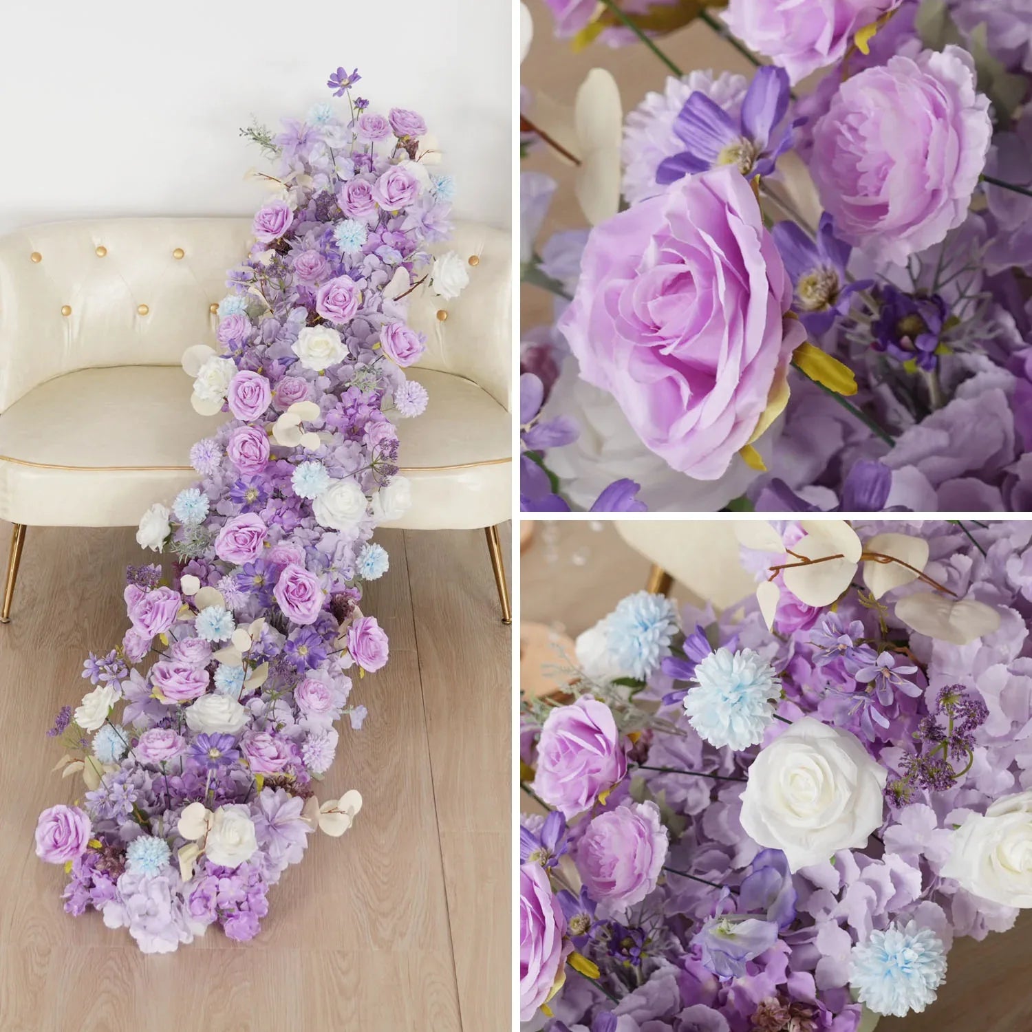 Uflower Purple Rose Floral Door Arch Wedding Party Backdrop Decoration MC80093 - Uflower