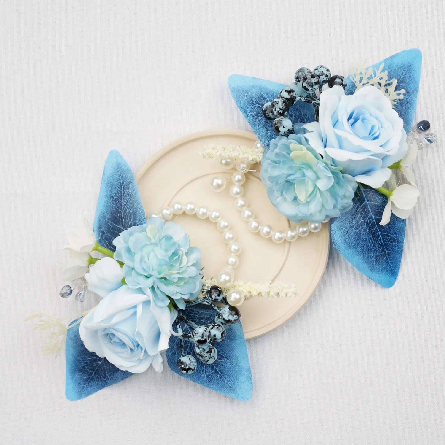 Uflower Wrist Corsages in Dusty Blue MG80007-04*6